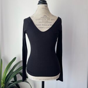 Garage black ribbed longsleeve top